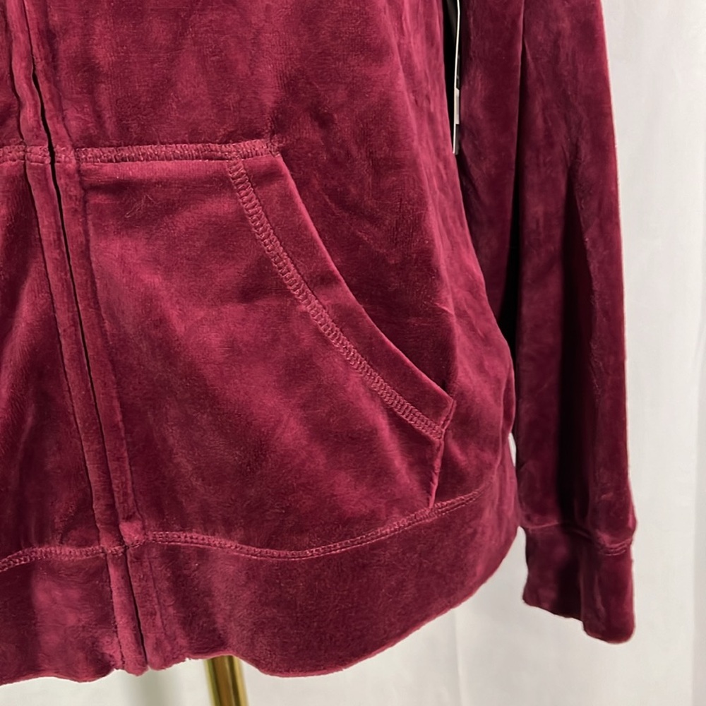 NWT Exertek French Merlot Red Zip Front Velour Jacket - Picture 9 of 16